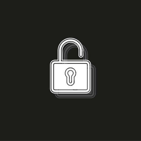 Simple Unlock. White flat pictogram on black - simple iconのイラスト素材