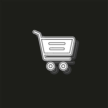 Simple Shopping Cart. White flat pictogram on black - simple iconのイラスト素材