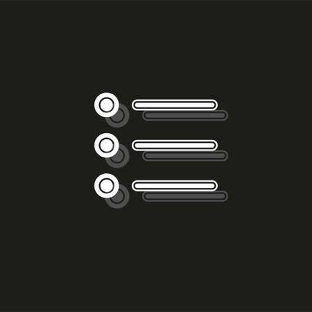 List icon - Content view options, list symbol - options sign. White flat pictogram on black - simple iconのイラスト素材