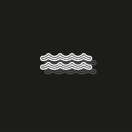 vector Water wave, river Water illustration - nature element, ocean or sea symbol. White flat pictogram on black - simple iconのイラスト素材
