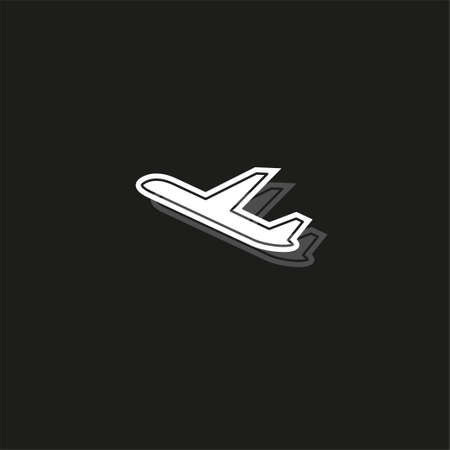 aeroplane icon - vector airplane, travel icon, flight illustration. White flat pictogram on black - simple iconのイラスト素材