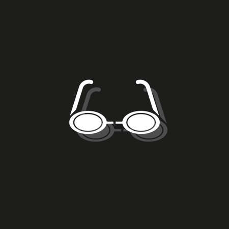 3d glasses icon - vector movie cinema illustration, eye glasses - illusion sign, vision. White flat pictogram on black - simple iconのイラスト素材
