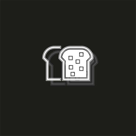 vector bread loaf - bakery symbol, nutrition illustration icon. White flat pictogram on black - simple iconのイラスト素材
