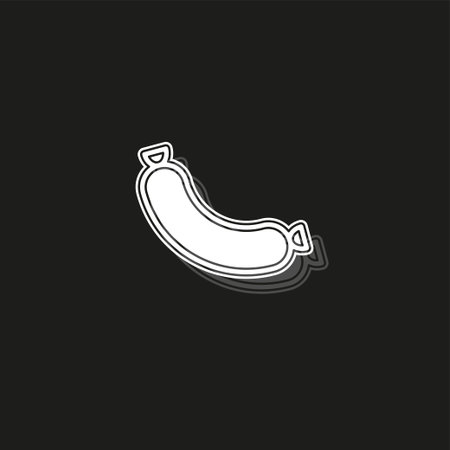 vector sausage illustration- hot dog meal, fast food icon. White flat pictogram on black - simple iconのイラスト素材