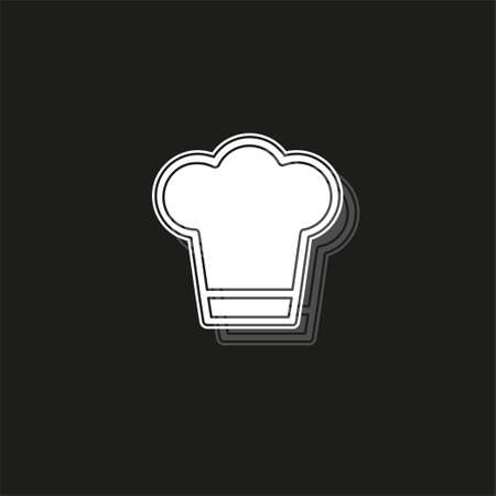 chef cap illustration - restaurant symbol, cooking food sign. White flat pictogram on black - simple iconのイラスト素材