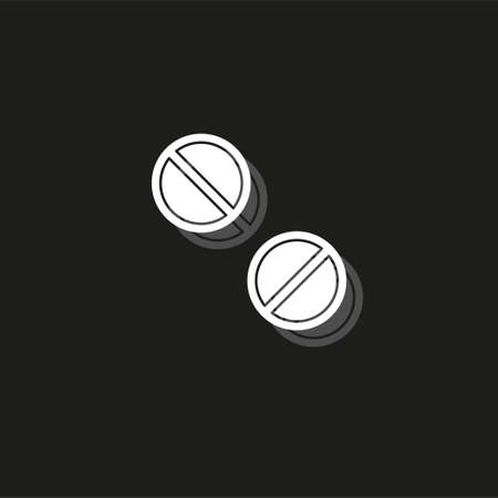 vector medical tablet illustration - medicine icon, pharmacy medicine. White flat pictogram on black - simple iconのイラスト素材