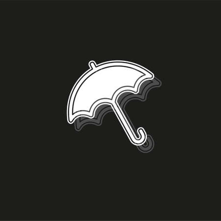 vector umbrella symbol, rain protection illustration - protect concept icon. White flat pictogram on black - simple iconのイラスト素材