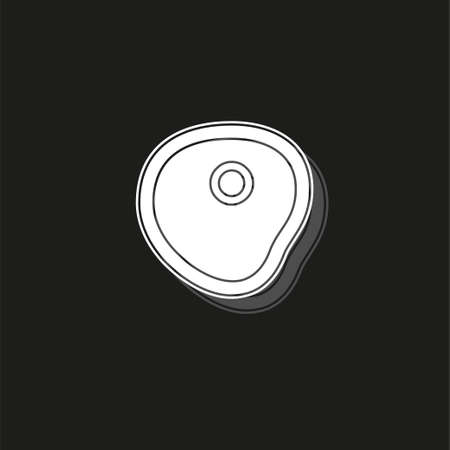 vector fried egg illustration isolated, breakfast meal icon. White flat pictogram on black - simple iconのイラスト素材