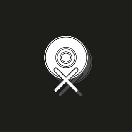 remove dvd button - media or music player - multimedia vector icon. White flat pictogram on black - simple iconのイラスト素材