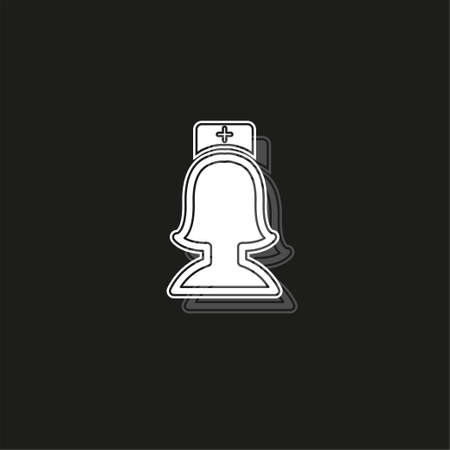 vector nurse illustration - medical icon, health care sign - clinic. White flat pictogram on black - simple iconのイラスト素材