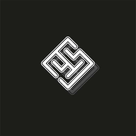 vector maze abstract icon - puzzle labyrint symbol. White flat pictogram on black - simple iconのイラスト素材
