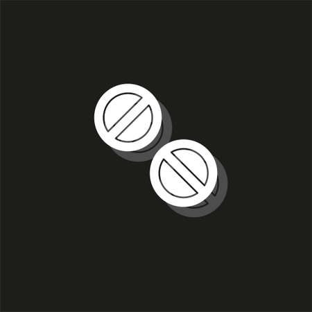vector medicine illustration - Medical pills icon. Drugs sign, pharmacy symbol. White flat pictogram on black - simple iconのイラスト素材