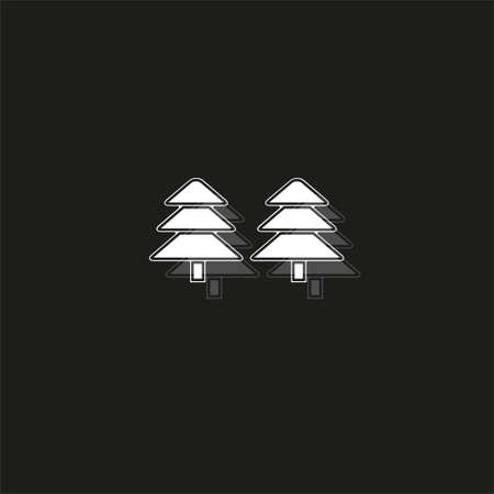 vector Botany forest abstract - green nature leaf symbol - environment plant. White flat pictogram on black - simple iconのイラスト素材