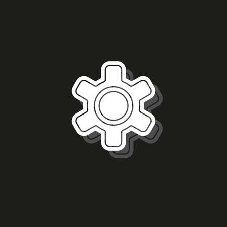 Gear icon. Logo element illustration. Gear symbol design from collection. Simple Gear concept. Can be used in web and mobile. White flat pictogram on black - simple iconのイラスト素材