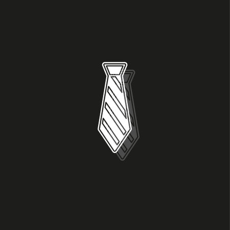 vector tie, textile apparel fashion isolated - design fashion illustration - cravate symbol. White flat pictogram on black - simple iconのイラスト素材