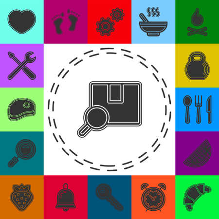 Package Tracking Icon. Professional, pixel perfect icon. Parcel search website pictogram. Internet symbol for your web site design, app, UI. Vector illustration. Flat pictogram - simple iconのイラスト素材