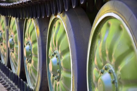 Caterpillars APC-50 armored military vehicles on paradeの写真素材