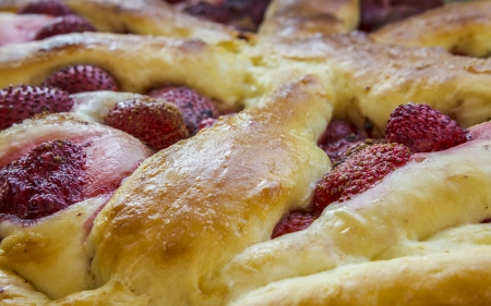A delicious pie with strawberries  Homemade pastries の写真素材