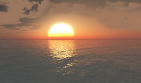 Landscape of sun on the horizon の写真素材