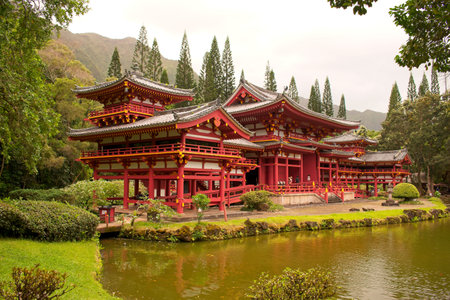 The Byodo In Temple in Kaneohe, Hawaiiのeditorial素材