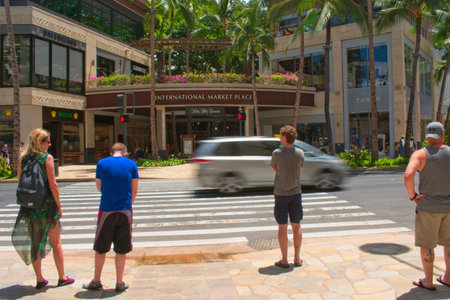 Waikiki, HI, USA - July 19,2019: The International Market Place features luxurious retailers and global cuisine.のeditorial素材