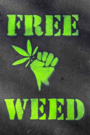 A negative message in favor of the legalization of marijuana.の写真素材