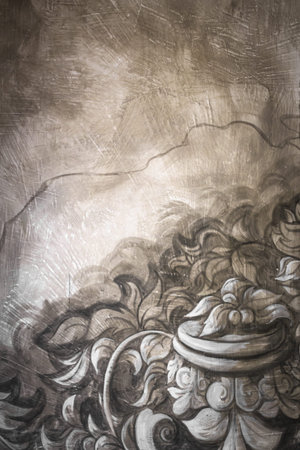 Wall decorated with Italian frescoes and stucco with soft colors.の写真素材