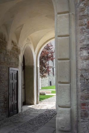 An ancient passageway of a sanctuary Italian, from the medieval times.のeditorial素材
