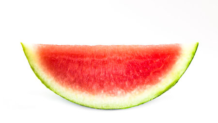 A slice of ripe watermelon, isolated on white background.