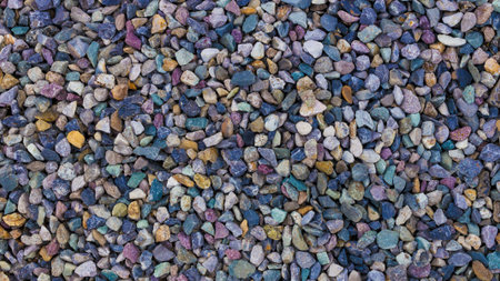Background of colored small pebbles with cool shades.の写真素材