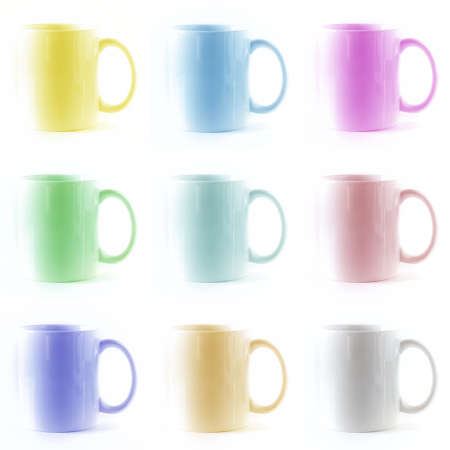 Pattern composition formed by mugs of different colorsの写真素材