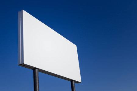 Big ad panel blank, customizable in landscape format and isolated on blue sky