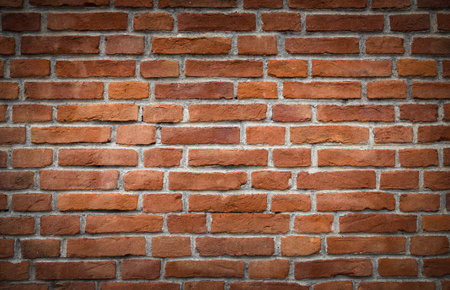 Rustic wall made with clay bricks of different lengths.