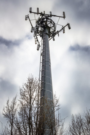 Metal tower or turret telecommunications satellite dishes reception and emission