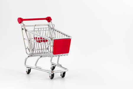 Shopping cart isolated on white backgroundの写真素材