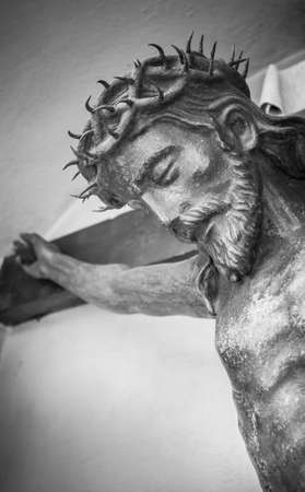 The suffering of Jesus Christ. Details of the bronze statue.の写真素材