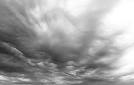 Mammatus clouds formation in a dramatic dark skyの写真素材