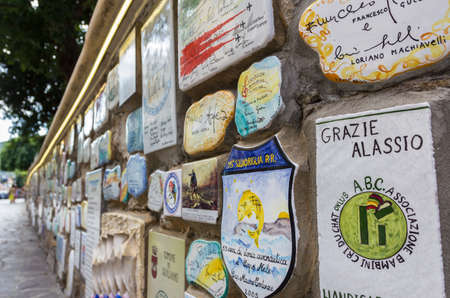 Alassio (SV), ITALY - August 22, 2017: "Muretto di Alassio", the famous Little Wall in Alassio.の写真素材