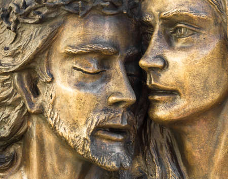 Mother Mary holding her son Jesusの写真素材