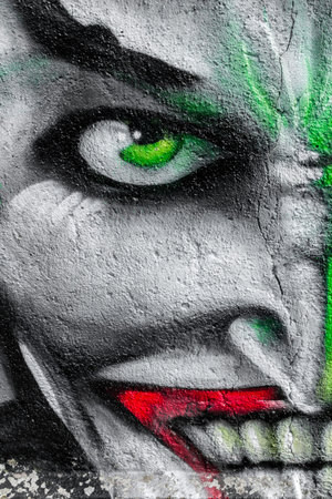 Original and colorful , Human face graffiti. Modern Street art.のeditorial素材