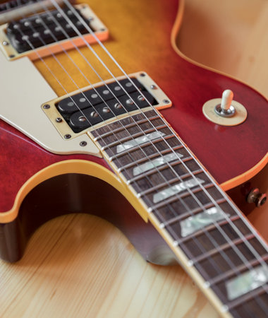 Detail of a electric guitar. Vintage style.の写真素材