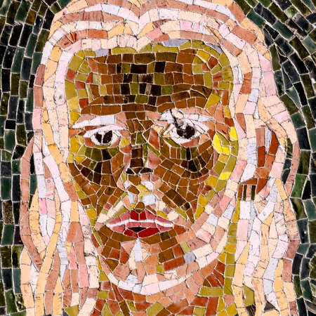 Jesus in a recent mosaic made with ancient techniques.の写真素材