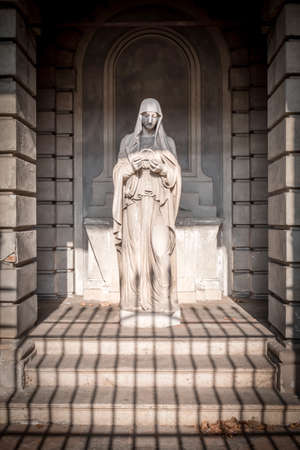 Statue of the Madonna. Strong concept of suffering, birth, life and death.のeditorial素材