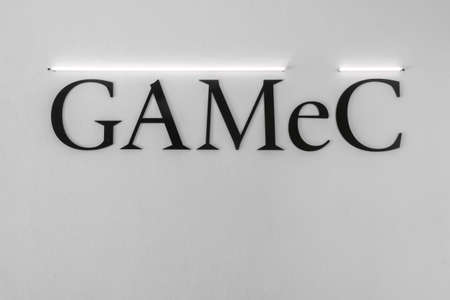 Logo of The Gallery of Modern and Contemporary Art (GAMeC - Galleria d'Arte Moderna e Contemporanea). Bergamo, ITALY - May 06, 2019のeditorial素材