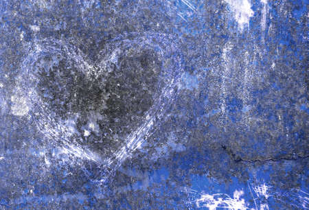 Grunge blue texture with sick heart symbol. Fully editable background. It can be used as a Valentine's theme, poster, wallpaper, design t-shirts and more.の写真素材