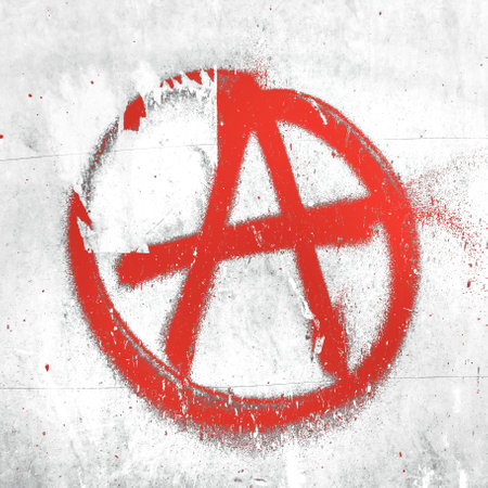 Red anarchy symbol on wall. Ideal for textures, backgrounds and concepts.の写真素材