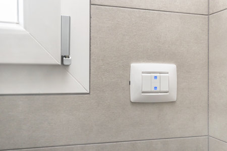 Electric roller shutter switch. Modern style.の写真素材