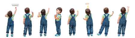 Set of figures of the child on an isolated white backgroundの写真素材