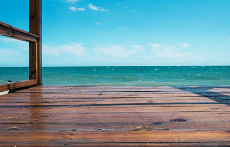 Beach umbrella on the Black Sea coast. Swimming season.の写真素材