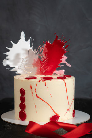 the cake is covered with cream cheese and decorated with isomalt